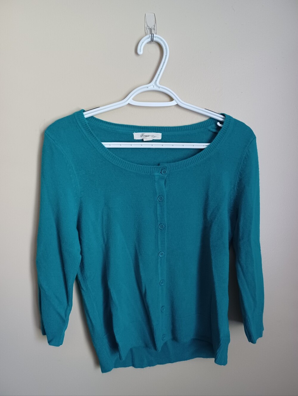 Women's Size M Forever 21 Green Button-down Acrylic Cardigan Sweater Shirt Top